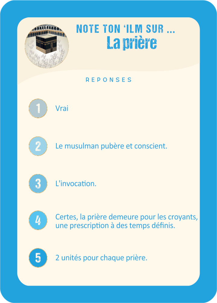Réponse Adorations des 5 piliers