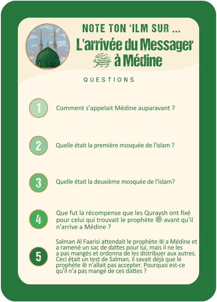 Question Sîrah · L'arrivée à Médine