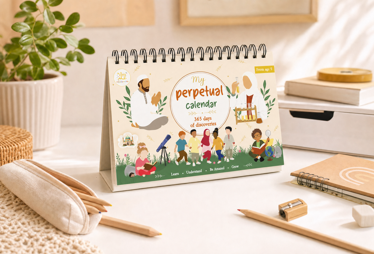 [en] Perpetual calendar – English cover on desk