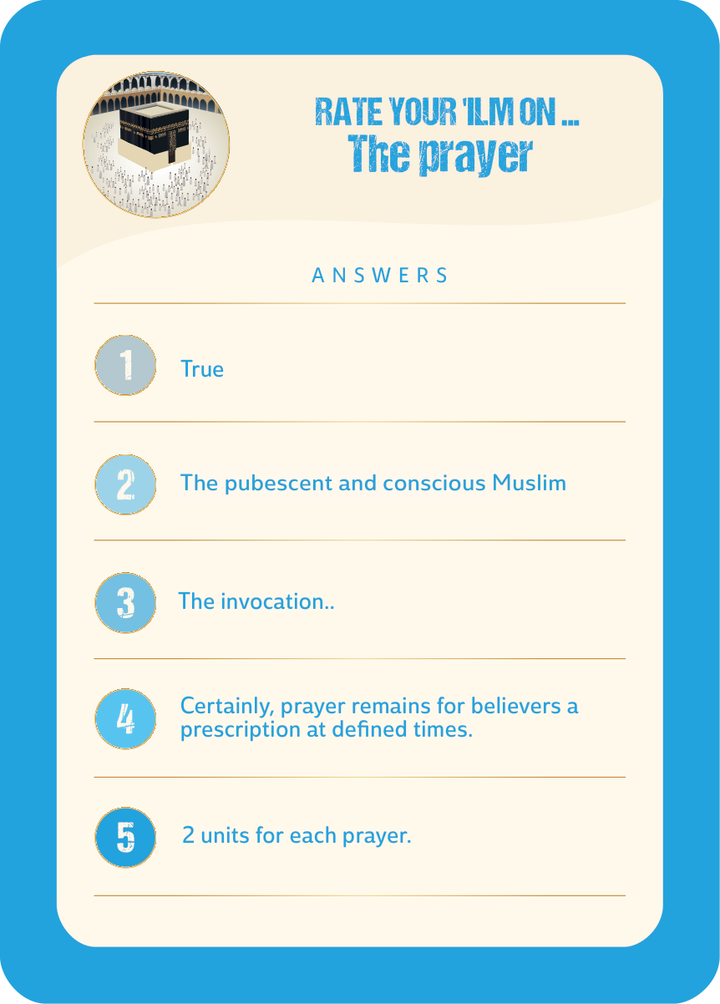 Answer Adorations of the 5 pillars
