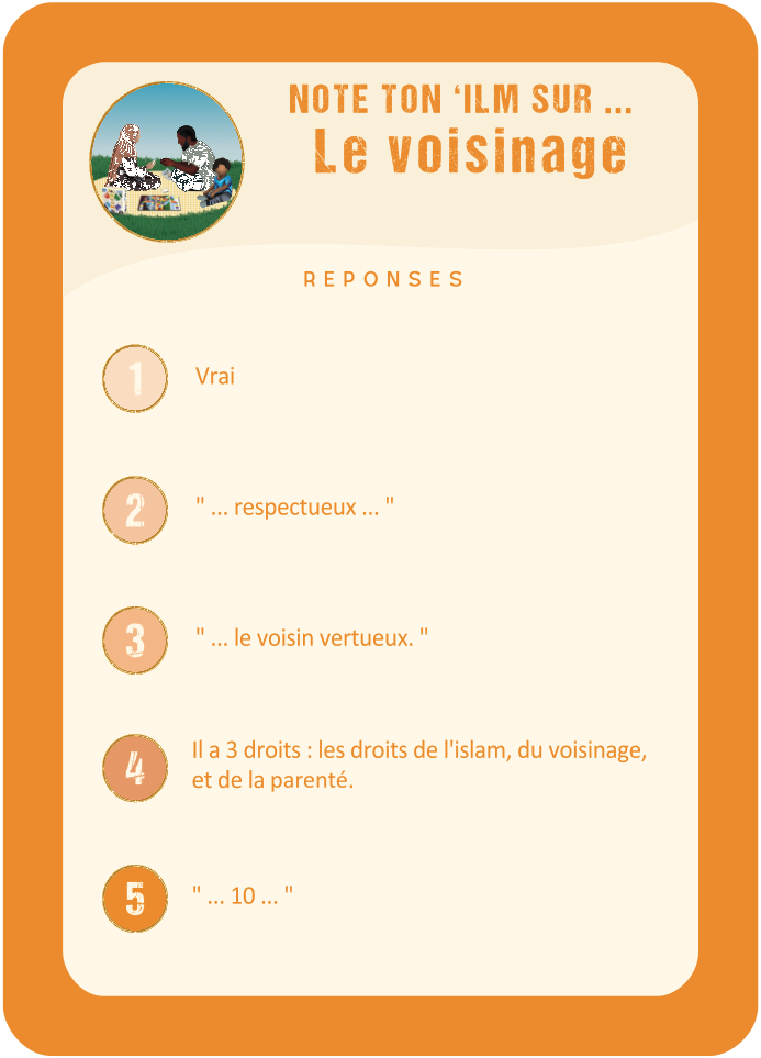 Réponse Généralités · Le voisinage