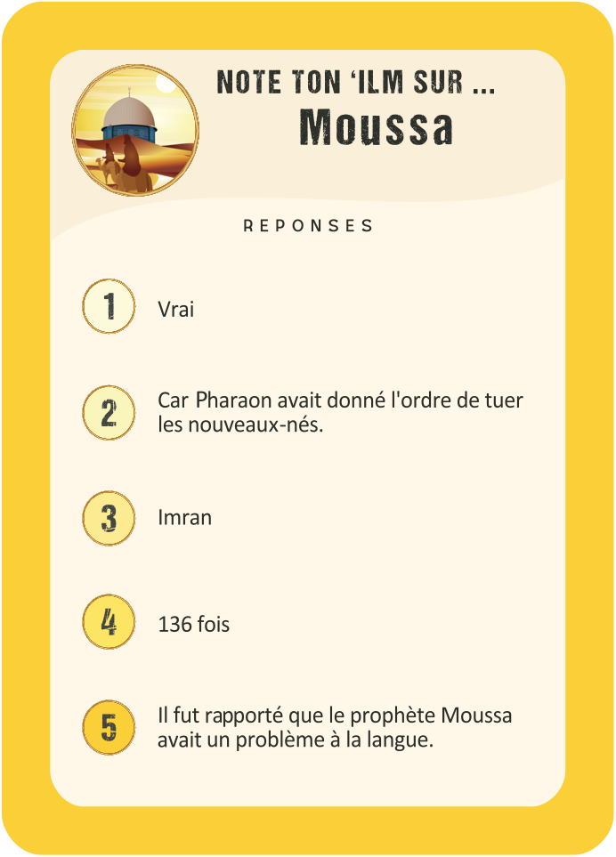 Réponse Prophètes · Moûsâ